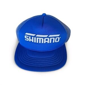 Vintage Used, Shimano Reels Blue Snapback Mesh Truckers Hat. Fishing Japan
